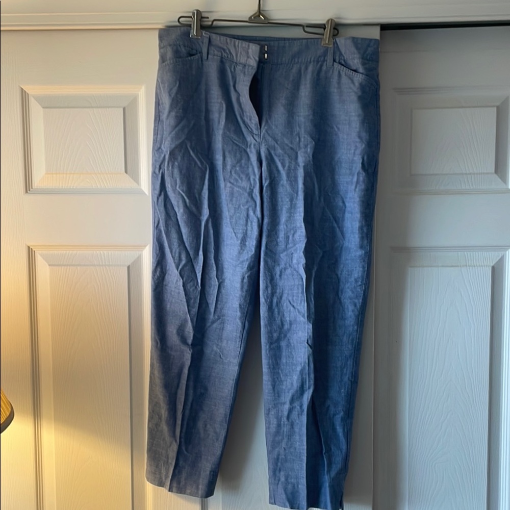 Talbots Linen Crop Blue Pants